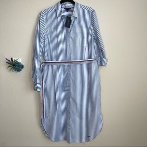 Tommy Hilfiger Striped Belted Shirtdress. Size: Small/Petite